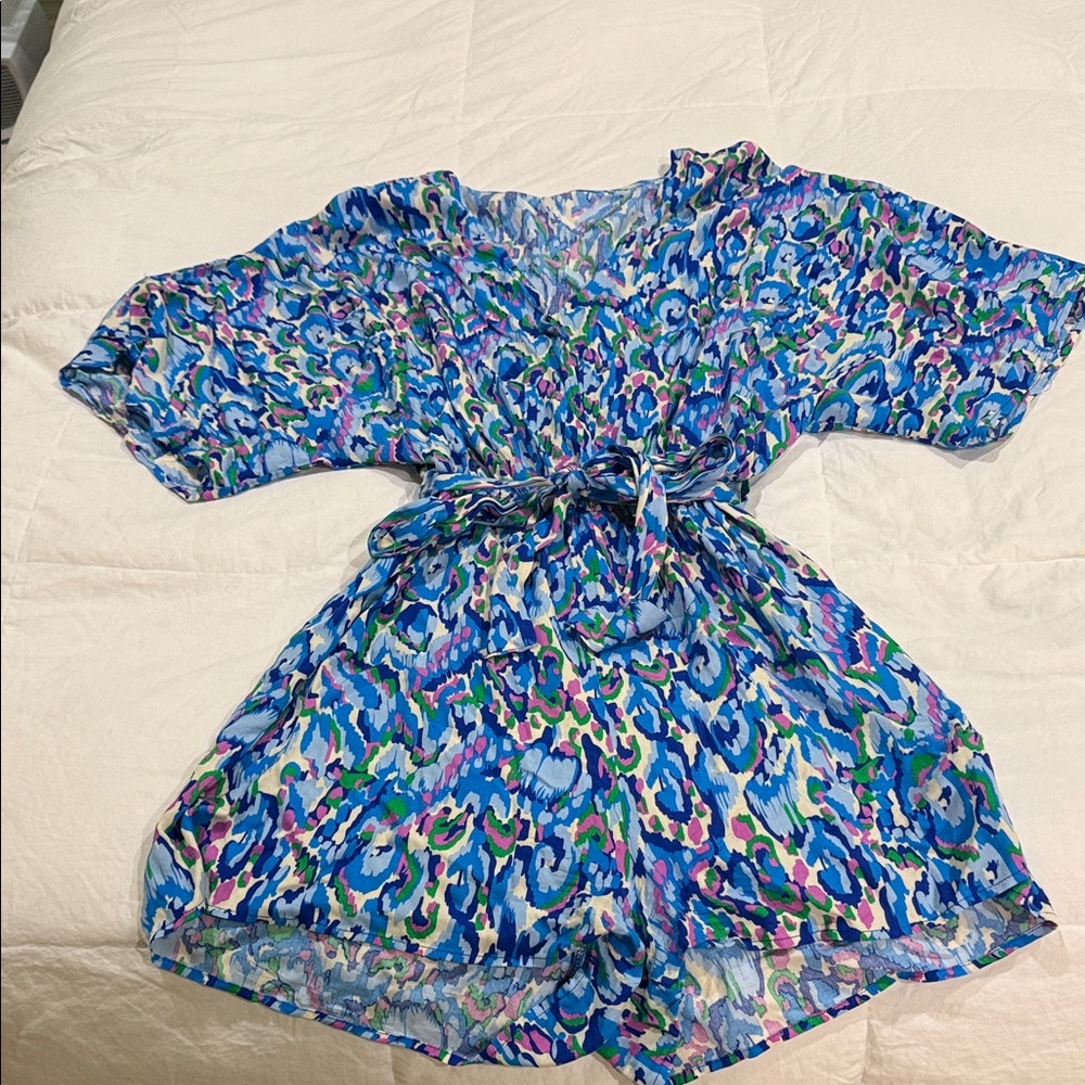 Cupshe Blue and Green Patterned Romper